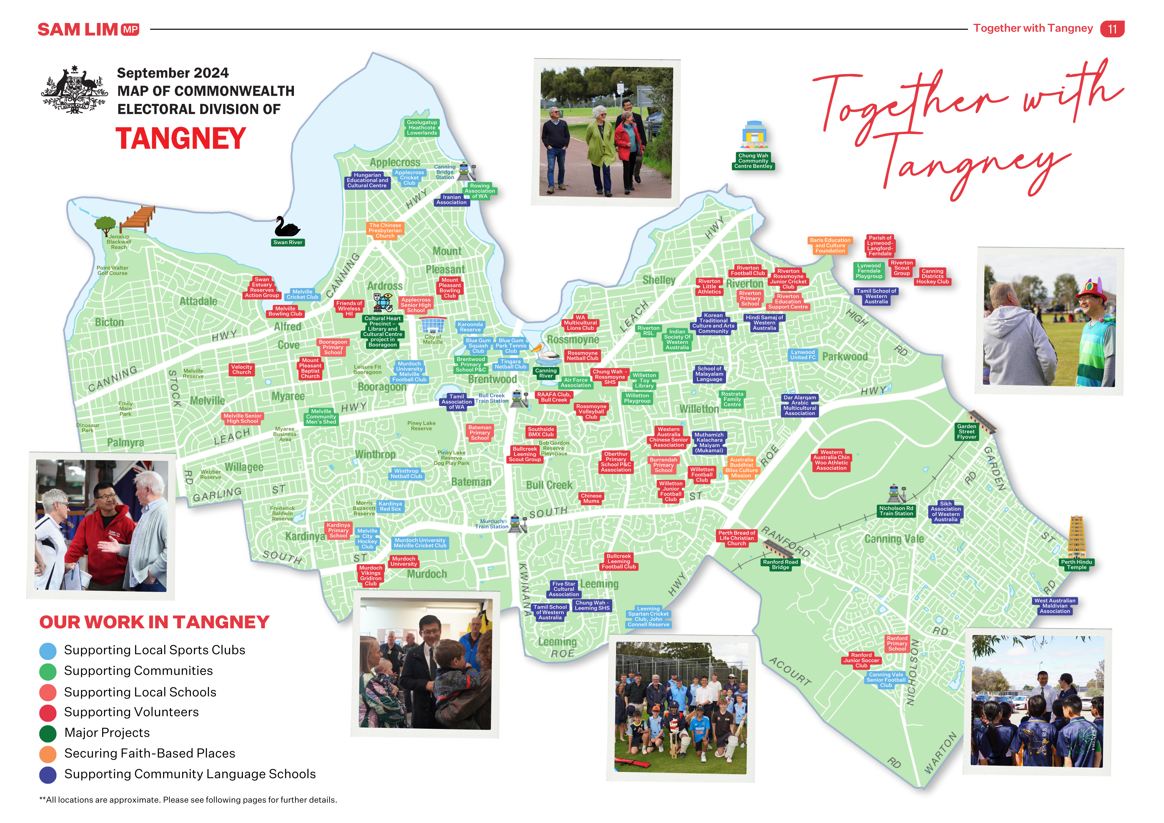 A map detailing Tangney local achievements by Sam Lim MP.